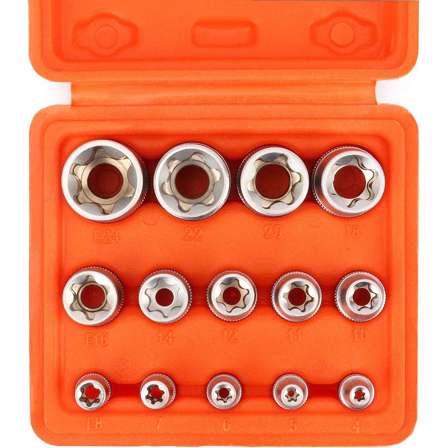 Casoman 11 pc Female E-Torx Star Socket Set with Rail Female External Star Socket Set - Image 5