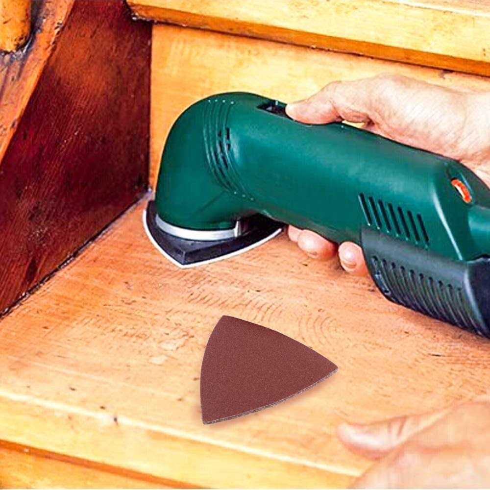 Coceca 100pcs Triangle Sanding Pads Sandpaper Hook and Loop Sanding Sheet for Wood Fit 3-1/8 Inches Oscillating Multi Tool - Image 5