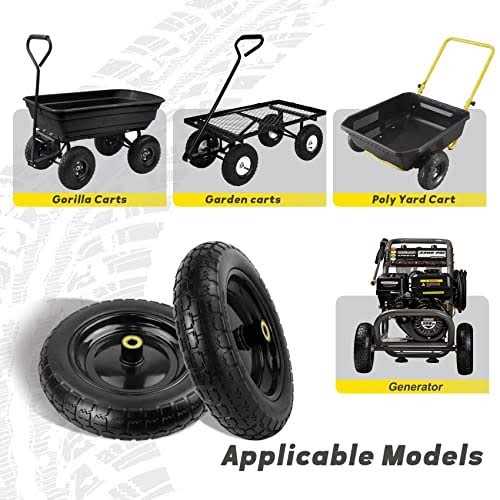 Pontuss Upgraded 13 Flat Free Wheels Replacement for GOR Cart Tires and Wheels, 4.00-6 Solid Tires and Wheels with 5/8Bearings - Image 5