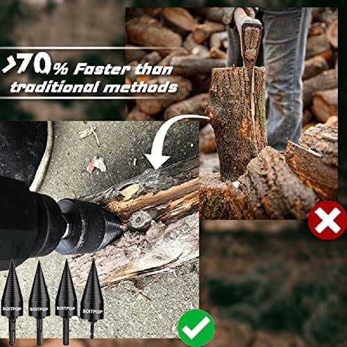 Firewood Drill Bit Wood Splitter 5 Pcs Kindling Splitter - Image 2