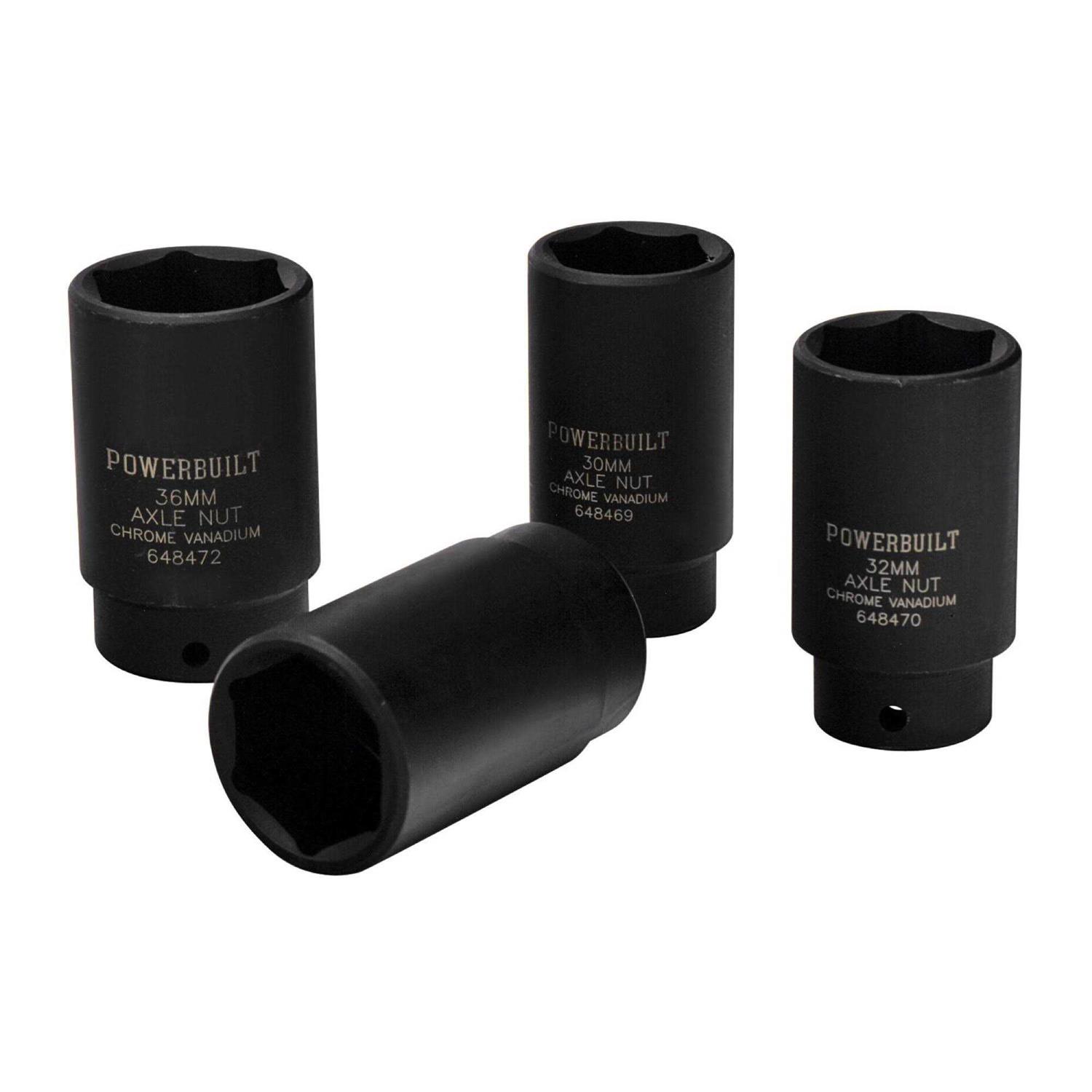 Powerbuilt 4 Piece Axle Nut Socket Set - Image 3