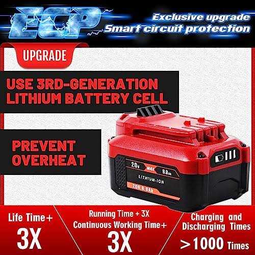 TenHutt 2Pack 20V 6.0Ah Replacement Battery for Craftsman 20V Battery V20 Lithium Ion for CMCB205 Cmcb204 CMCB206 Cmcb202 Cmcb201 20V - Image 4