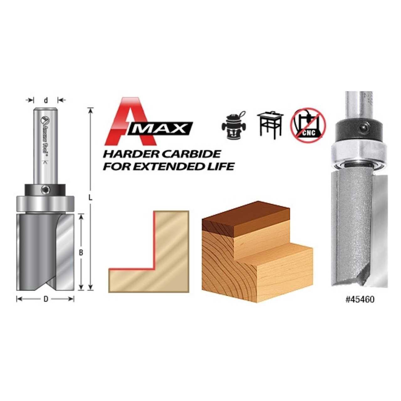 Amana Tool 45475-S Carbide Tipped Flush Trim Plunge Template 3/8 Dia x 1/4 sh - Image 5