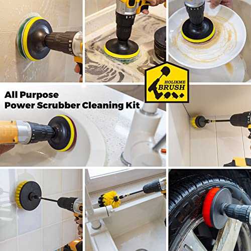 Holikme 20Pack Drill Brush Attachments Set, Scrub Pads & Sponge, Buffing Pads, Power Scrubber Brush with Extend Long Attachment, Car Polishing Pad - Image 3