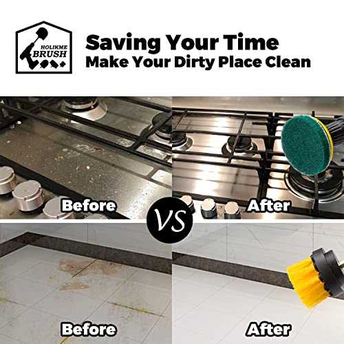 Holikme 20Pack Drill Brush Attachments Set, Scrub Pads & Sponge, Buffing Pads, Power Scrubber Brush with Extend Long Attachment, Car Polishing Pad - Image 4