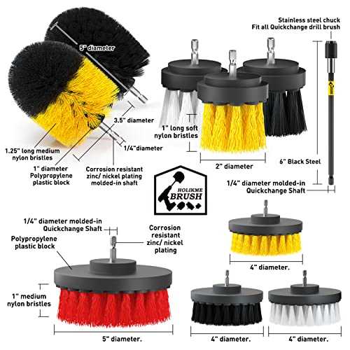 Holikme 20Pack Drill Brush Attachments Set, Scrub Pads & Sponge, Buffing Pads, Power Scrubber Brush with Extend Long Attachment, Car Polishing Pad - Image 5