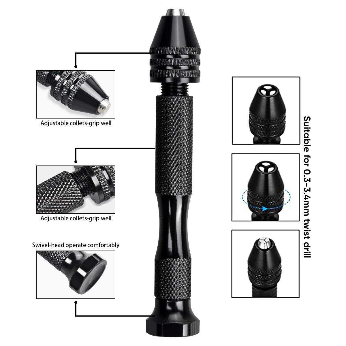 60 Pieces Micro Mini Twist Drill Bits Set with Precision Hand Pin Vise Rotary Tools for Wood,Jewelry - Image 3