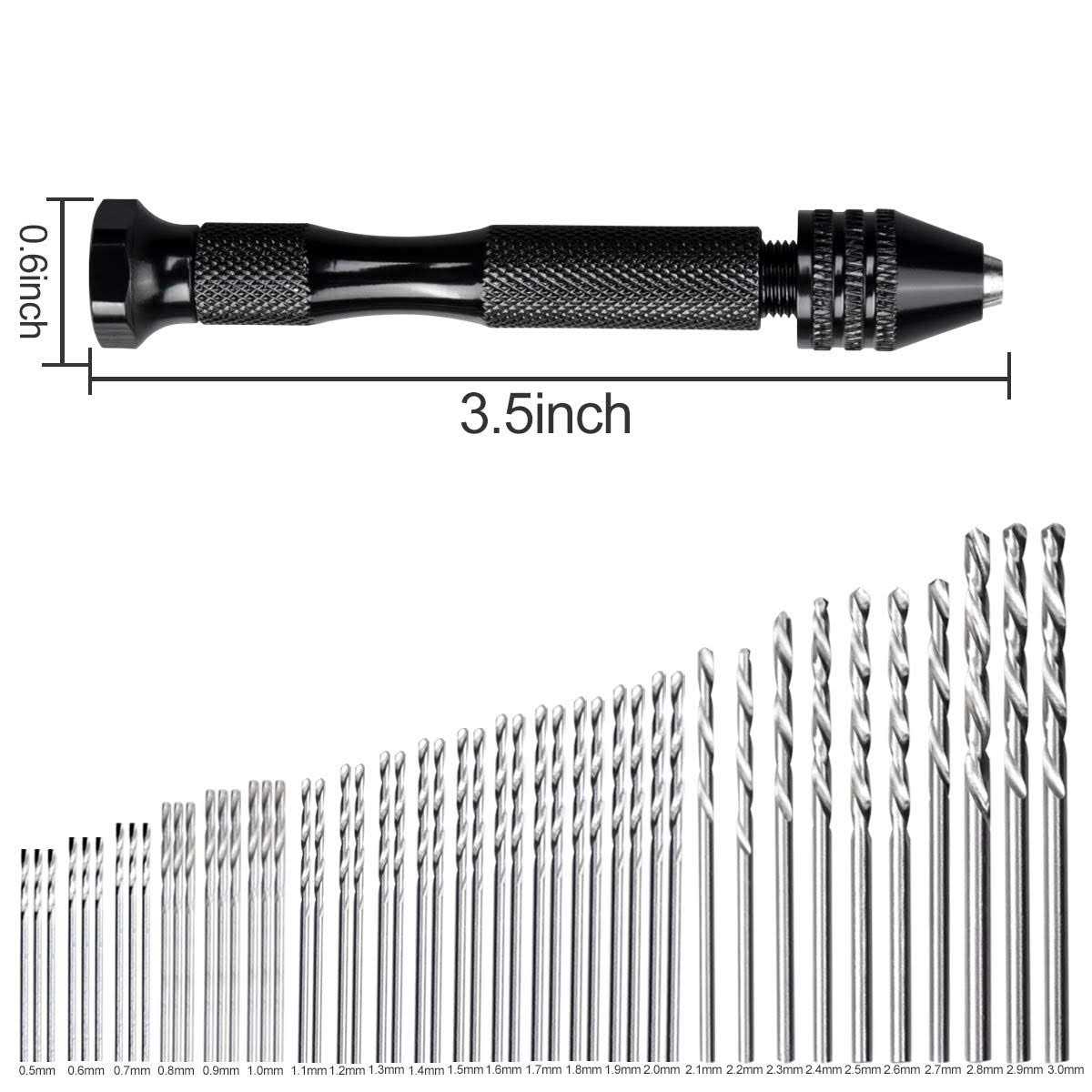 60 Pieces Micro Mini Twist Drill Bits Set with Precision Hand Pin Vise Rotary Tools for Wood,Jewelry - Image 4