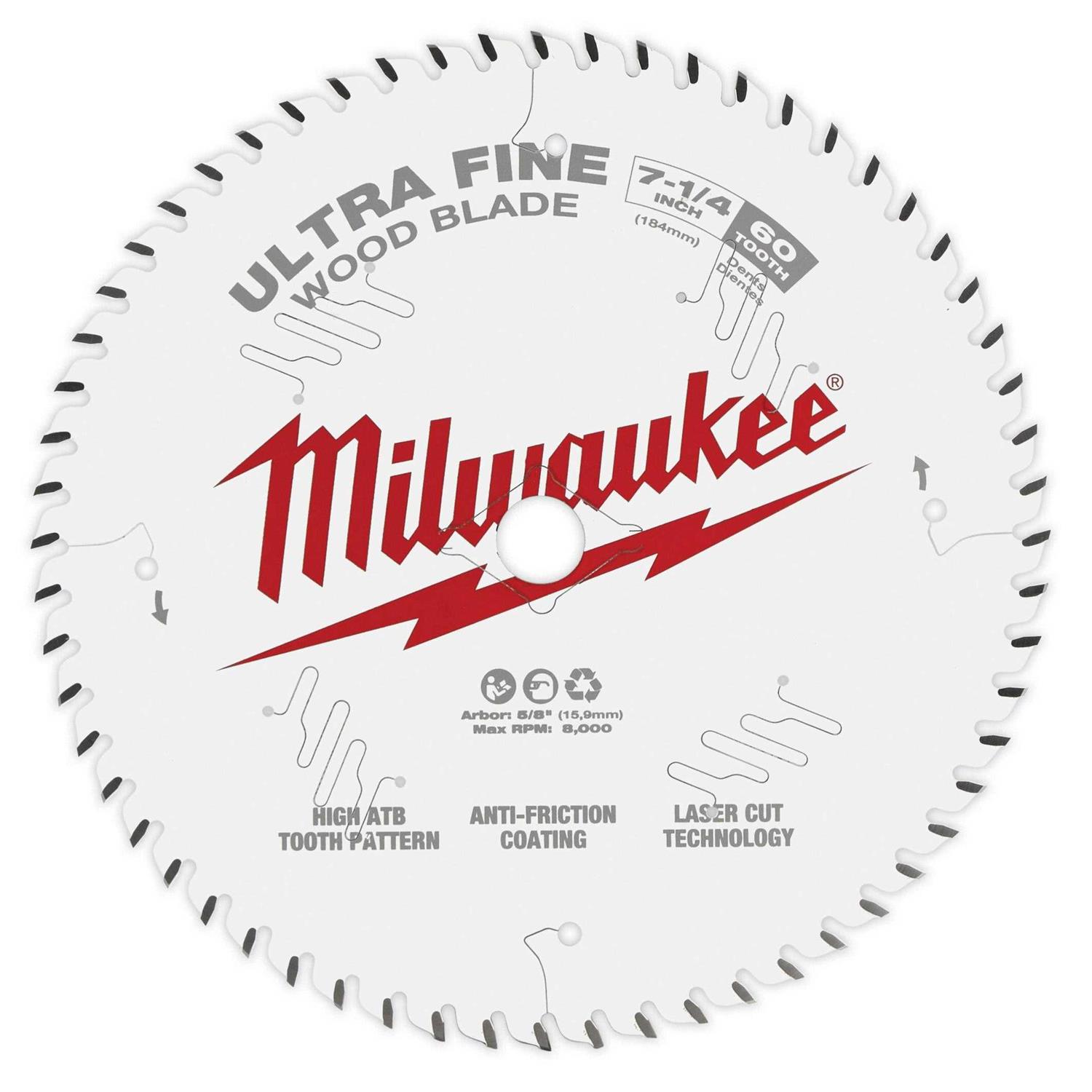 Milwaukee 7-1/4 in. 60T Ultra Fine Finish Circular Saw Blade 48-40-0730 - Image 3