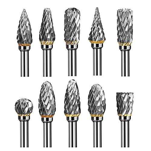 Lukcase Double Cut Carbide Rotary Burr Set 10 Pcs 1/8 Shank - Image 5