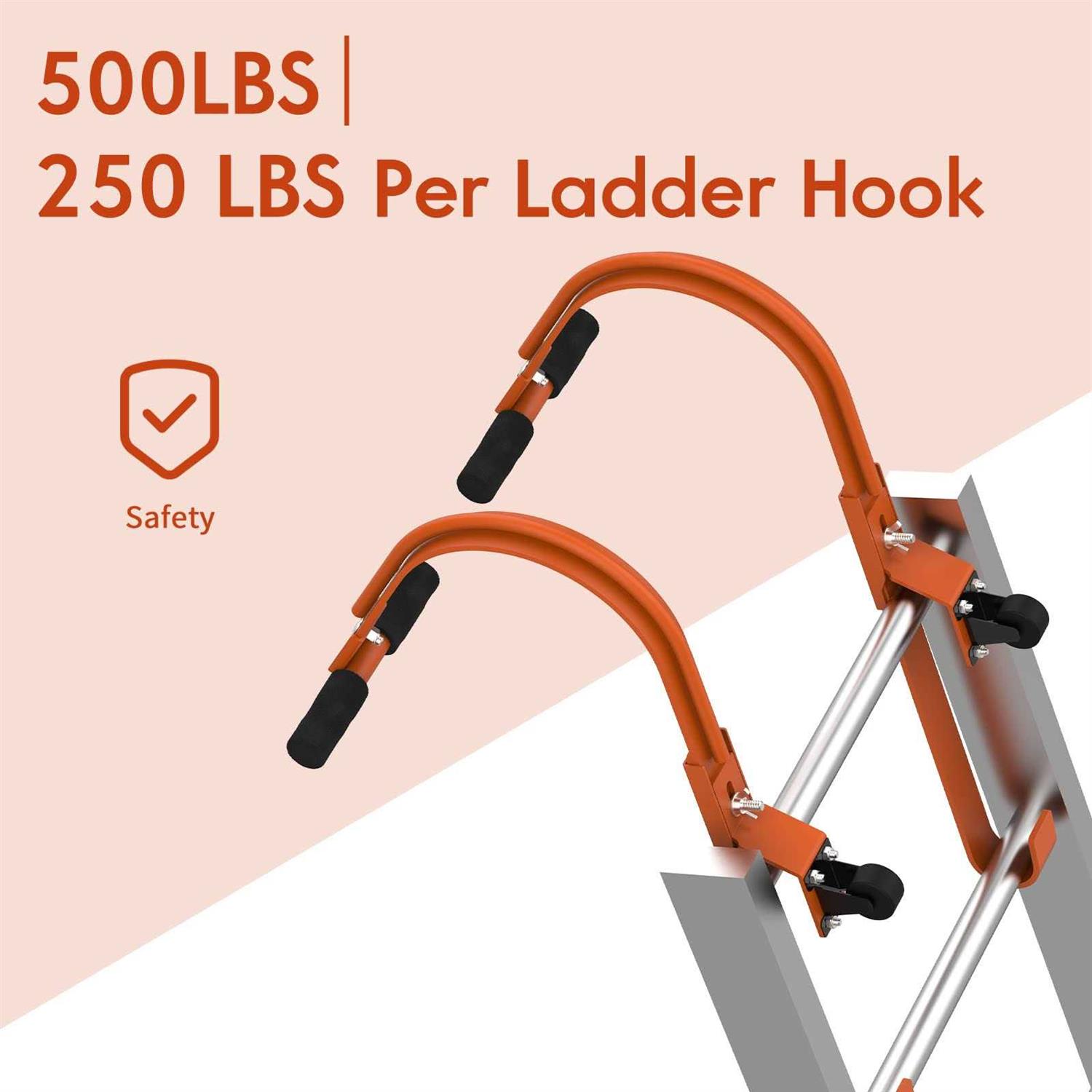 Kunzye 2-Pack Ladder Roof Hook with Wheel Heavy Duty Steel Ladder Stabilizer with T-Bar Rubber Grip Damage Prevention - Image 3
