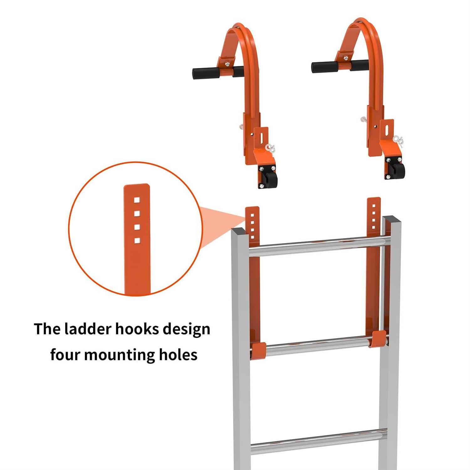 Kunzye 2-Pack Ladder Roof Hook with Wheel Heavy Duty Steel Ladder Stabilizer with T-Bar Rubber Grip Damage Prevention - Image 4