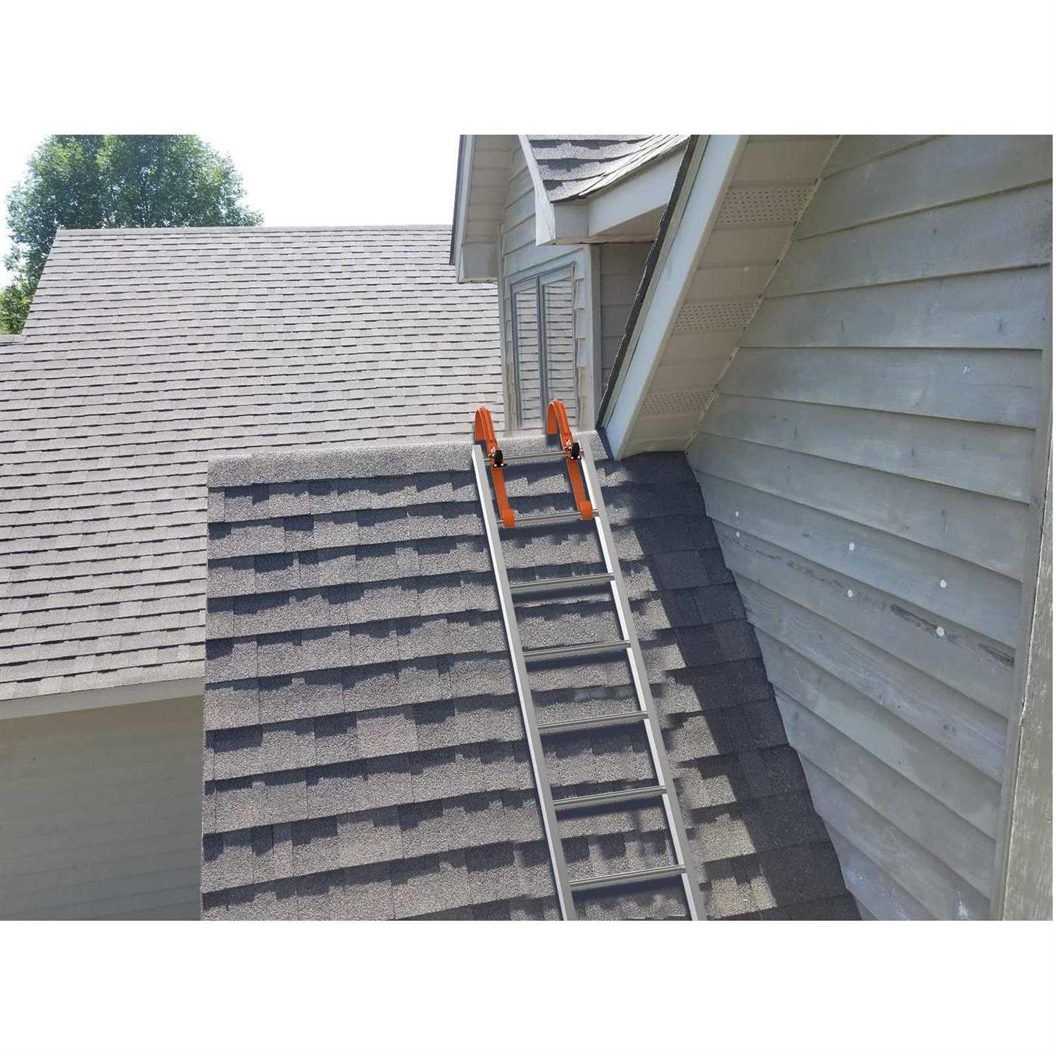 Kunzye 2-Pack Ladder Roof Hook with Wheel Heavy Duty Steel Ladder Stabilizer with T-Bar Rubber Grip Damage Prevention - Image 5