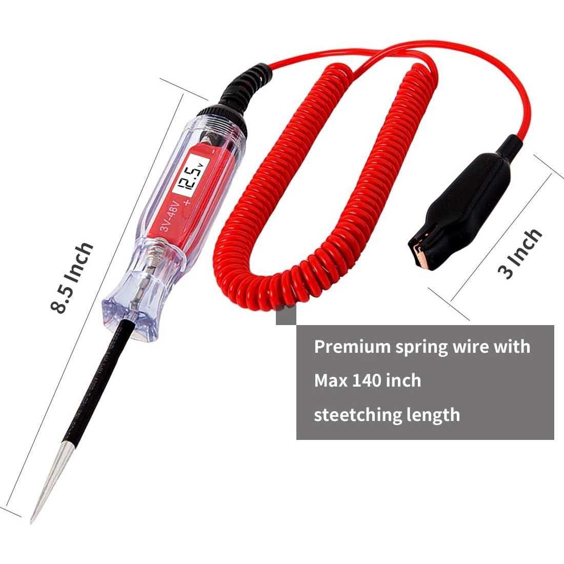 JASTIND Heavy Duty Automotive Circuit Tester Premium 6-24v Test Light with Extended Spring Test Leads & Sharp Piercing Probe - Image 3