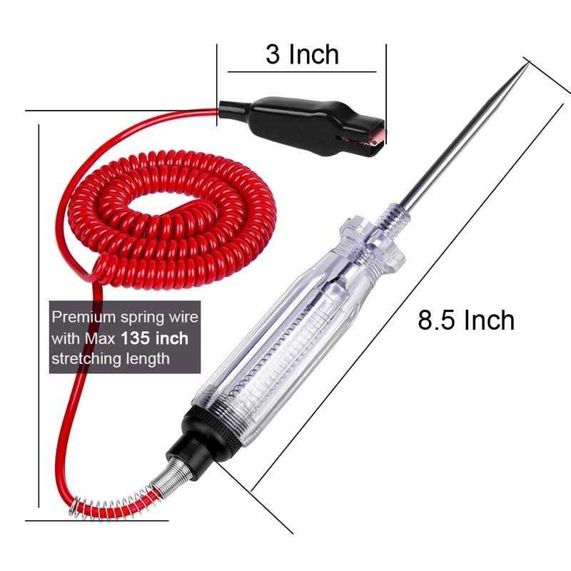 JASTIND Heavy Duty Automotive Circuit Tester Premium 6-24v Test Light with Extended Spring Test Leads & Sharp Piercing Probe - Image 4