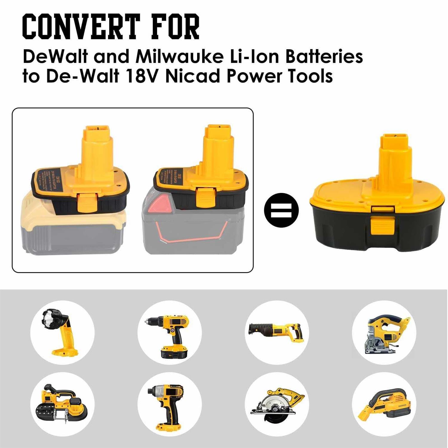 JJXNDO for Dewalt 20V to 18V Battery Adapter 2-Pack DM18D Upgraded Version DCA1820 Converter for Dewalt 18V/20V & for Milwaukee M18 18V Battery to - Image 3