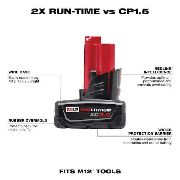 Milwaukee M12 12-Volt Lithium-Ion XC Extended Capacity 3.0 Ah Battery Pack - Image 4