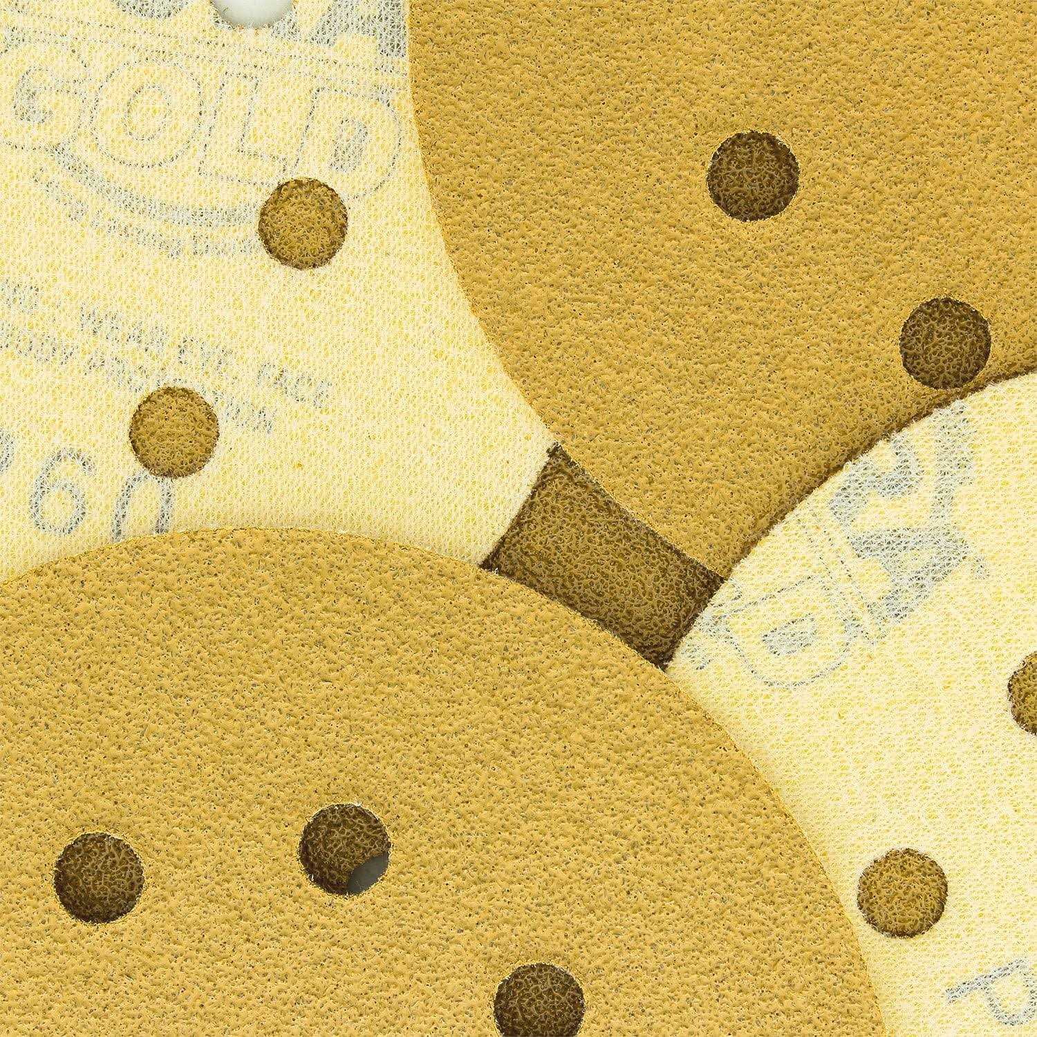 Dura-Gold Premium Grit 5 inch Gold Sanding Discs 8-Hole Dustless Hook and Loop for DA Sander - Image 4