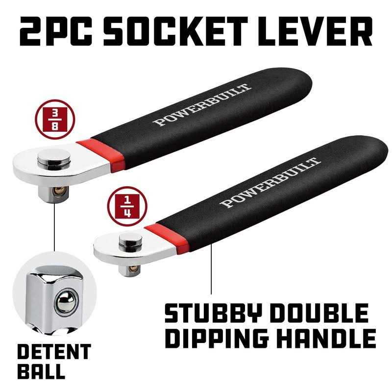 Powerbuilt 2 Piece 1/4 Inch and 3/8 Inch Drive Socket Lever 940009 - Image 5