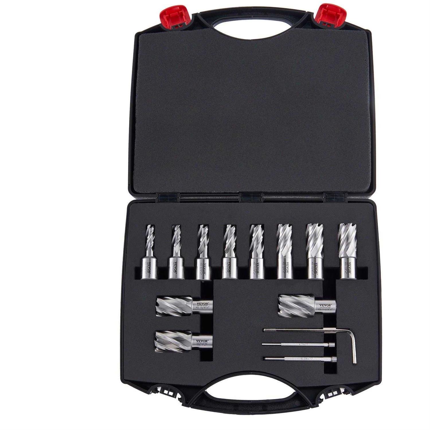 VEVOR Annular Cutter Set 13 pcs Weldon Shank Mag Drill Bits 1 Cutting Depth - Image 3
