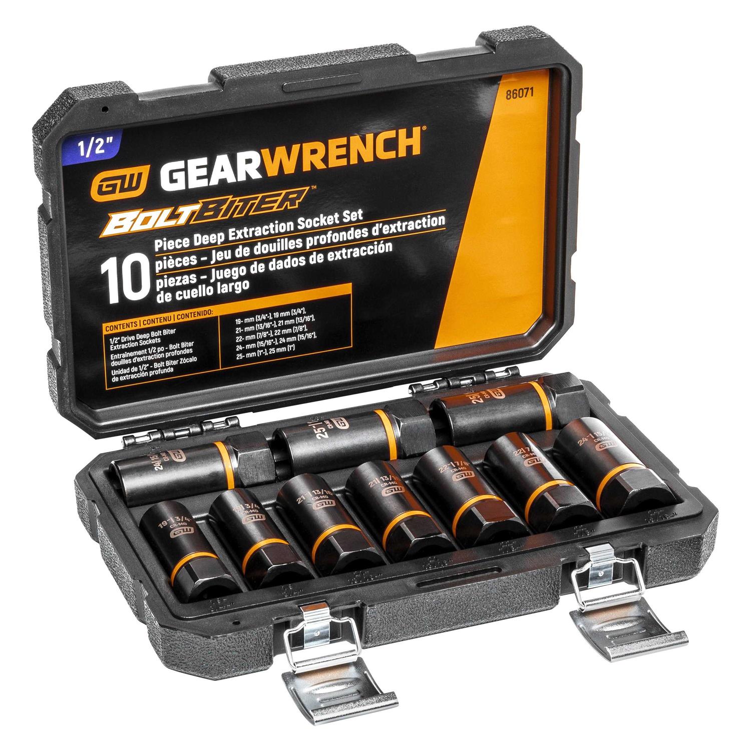 GearWrench 86071 Drive Bolt Biter Deep Extraction Socket Set