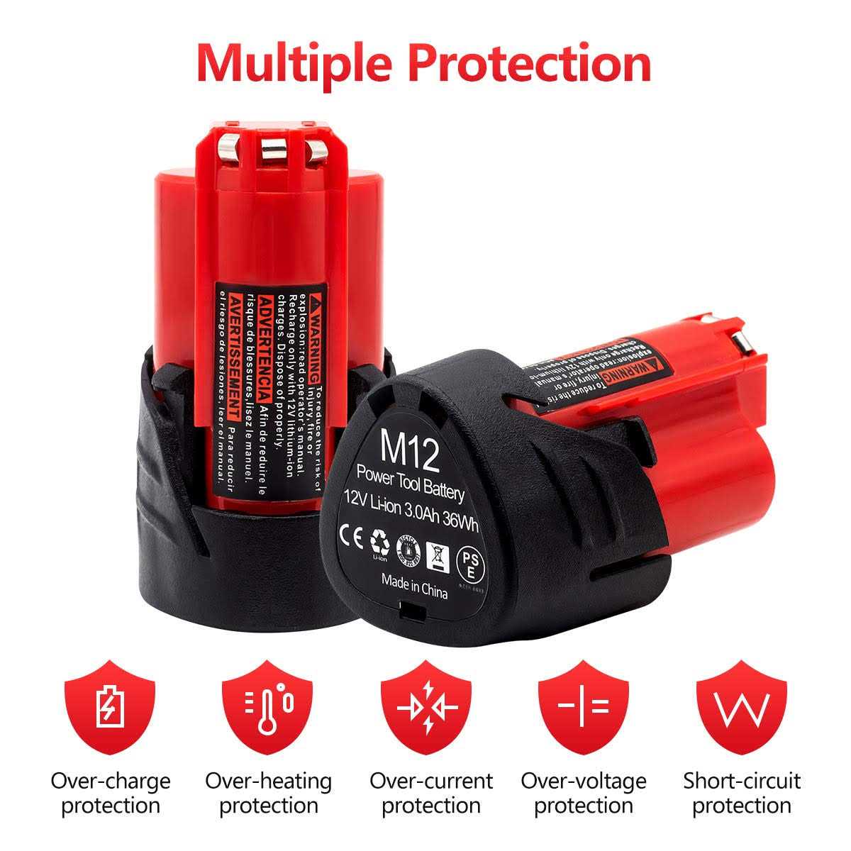 Kingtianle 3.0Ah M12 Battery Compatible Milwaukee 12v Battery Lithium ion Replacement Battery for Milwaukee Cordless Power Tools 48-11-2401 48-11 - Image 4