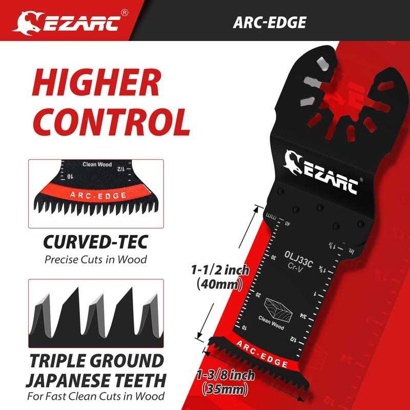 EZARC Japanese Tooth Oscillating Saw Blade 5pcs Arc Edge Oscillating Multitool Blades Clean Cut for Wood - Image 4