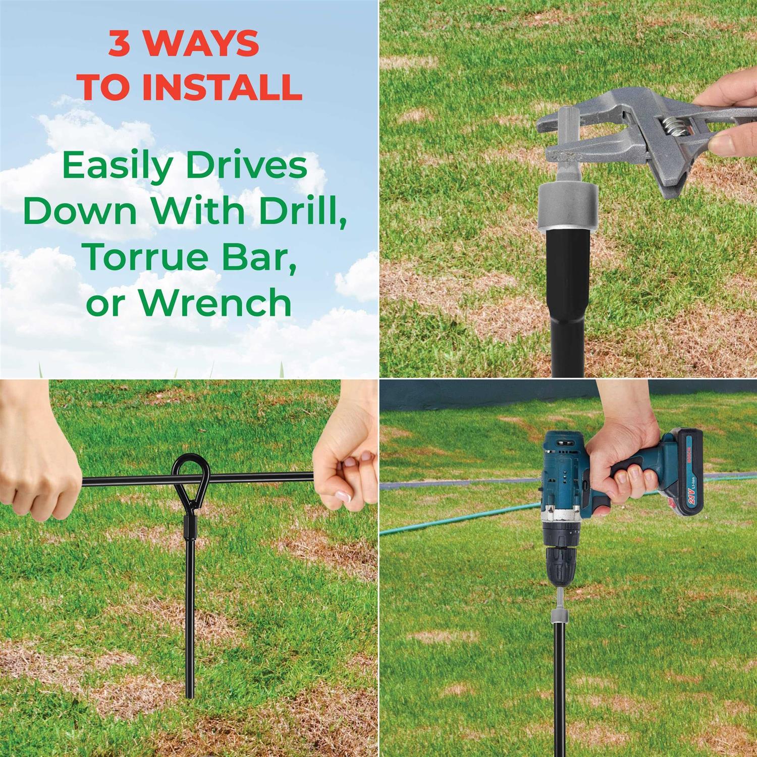 VASGOR 20” Ground Anchors Easy to Use with Drill 3 Helix Diameter - Image 5