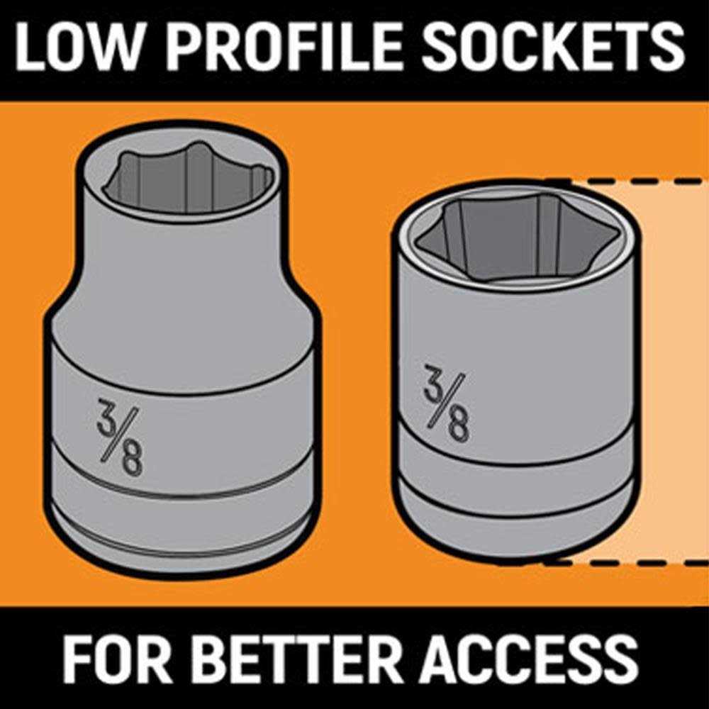GearWrench 13 Piece 3/8 Drive 6 Point SAE Stubby Socket Set - Image 5