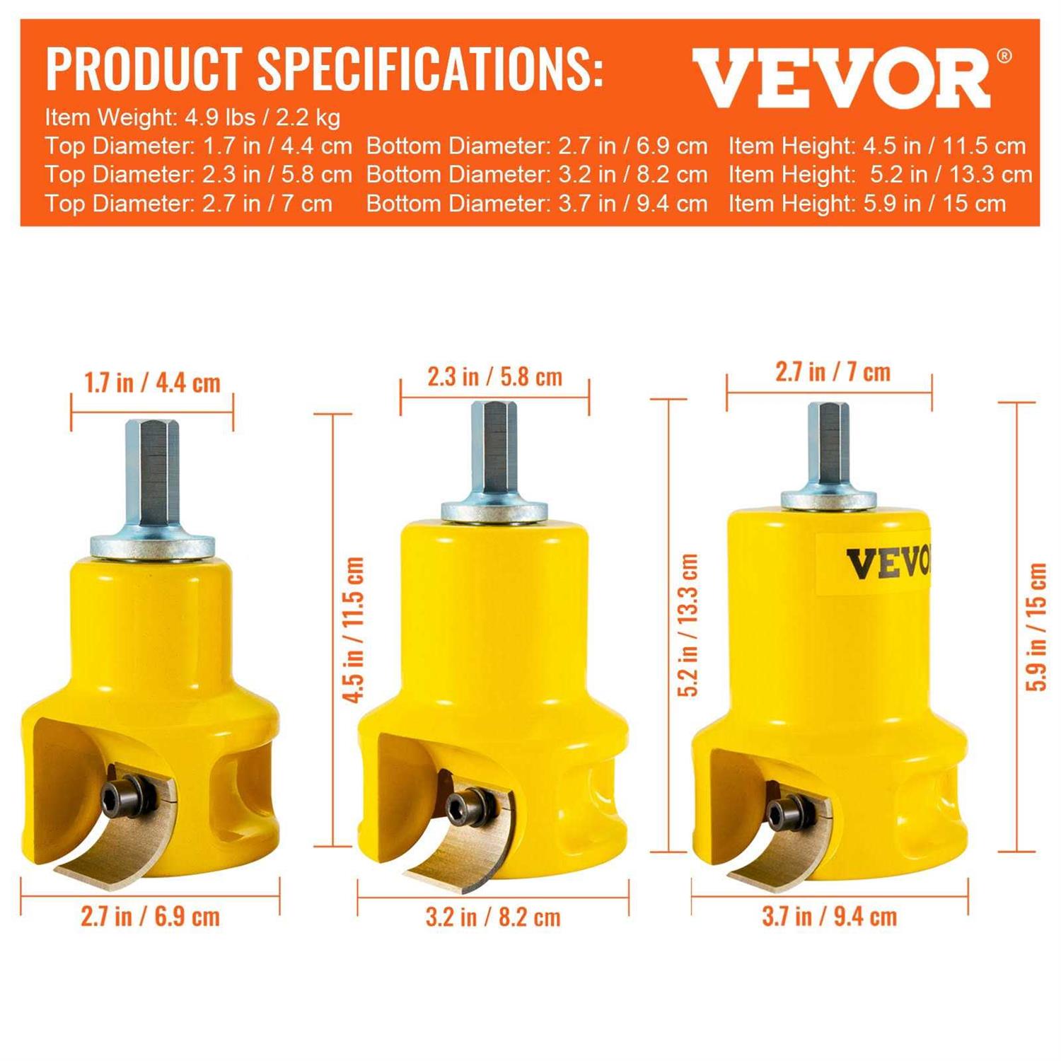VEVOR Tenon Cutter 1/25.4mm & 1.5/38mm & 2/50.8mm - Image 3