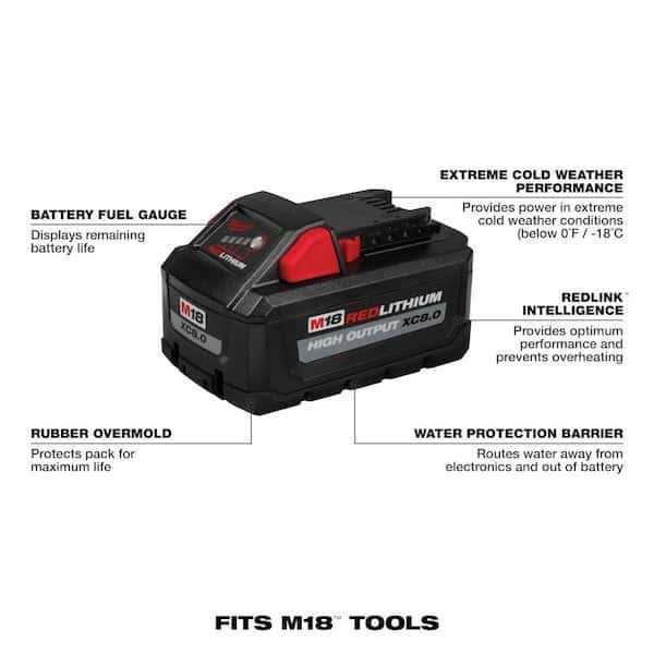 Milwaukee M18 18-Volt 5.0 Ah Lithium-Ion XC Extended Capacity Battery Pack with 6.0Ah and 8.0Ah Batteries - Image 3