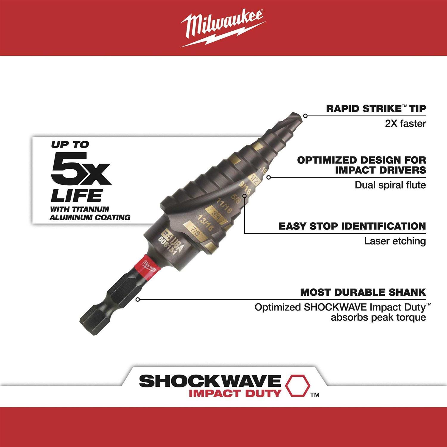 Milwaukee SHOCKWAVE Impact Duty Step Bit Set 48-89-9254 - Image 4