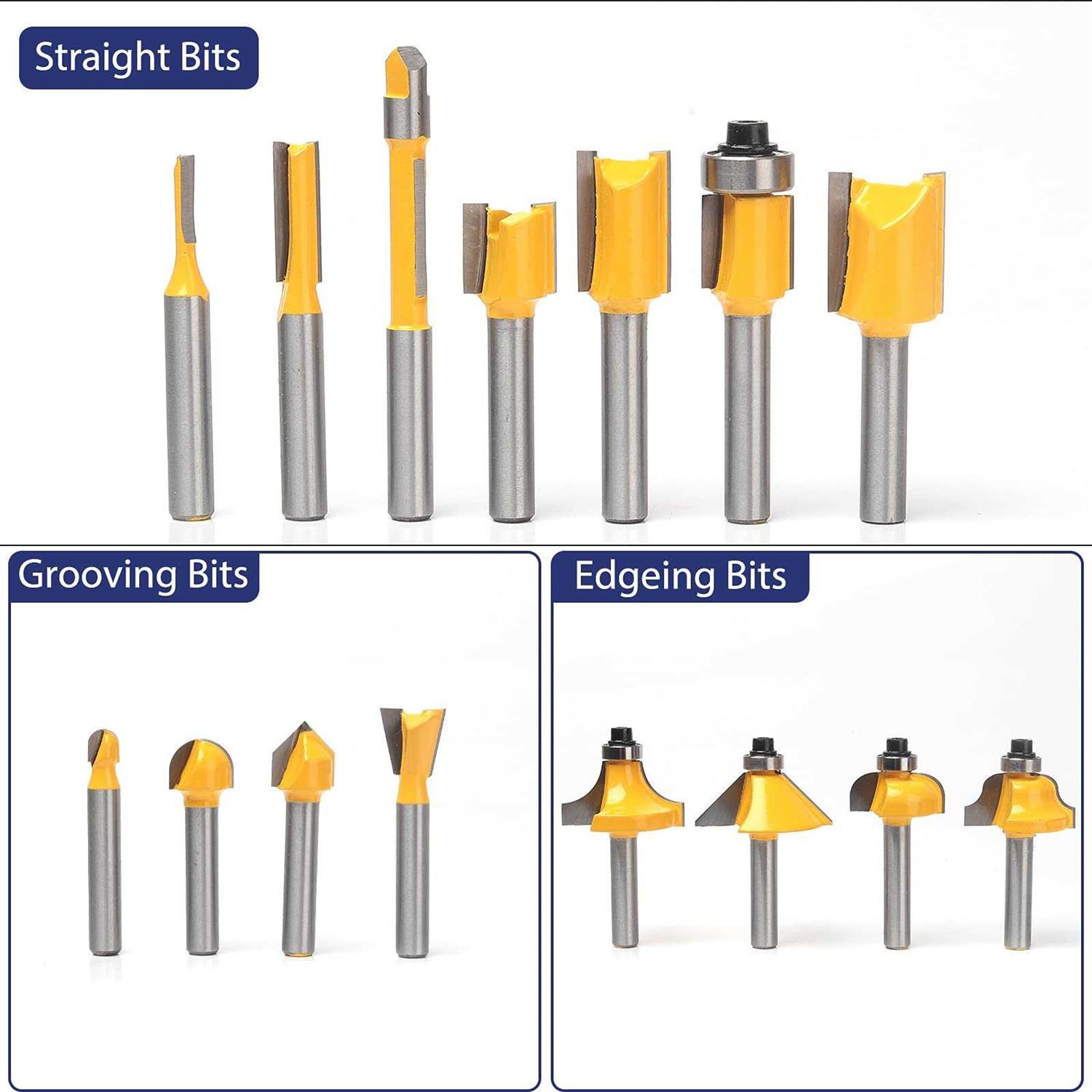 Mna Router Bits Set 15 Pieces 1/4 Inch - Image 3