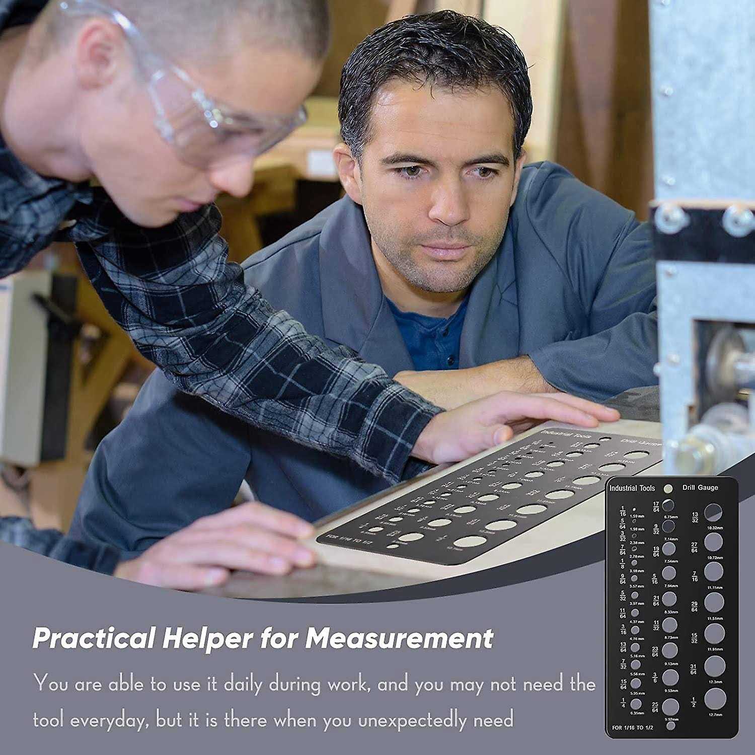 Drill Bit Gauge 1/16 inch to 1/2 inch, Screw Size and Thread Gauge Inches and Decimal Drill Gauge Drill Bit Size Guide, Black - Image 3
