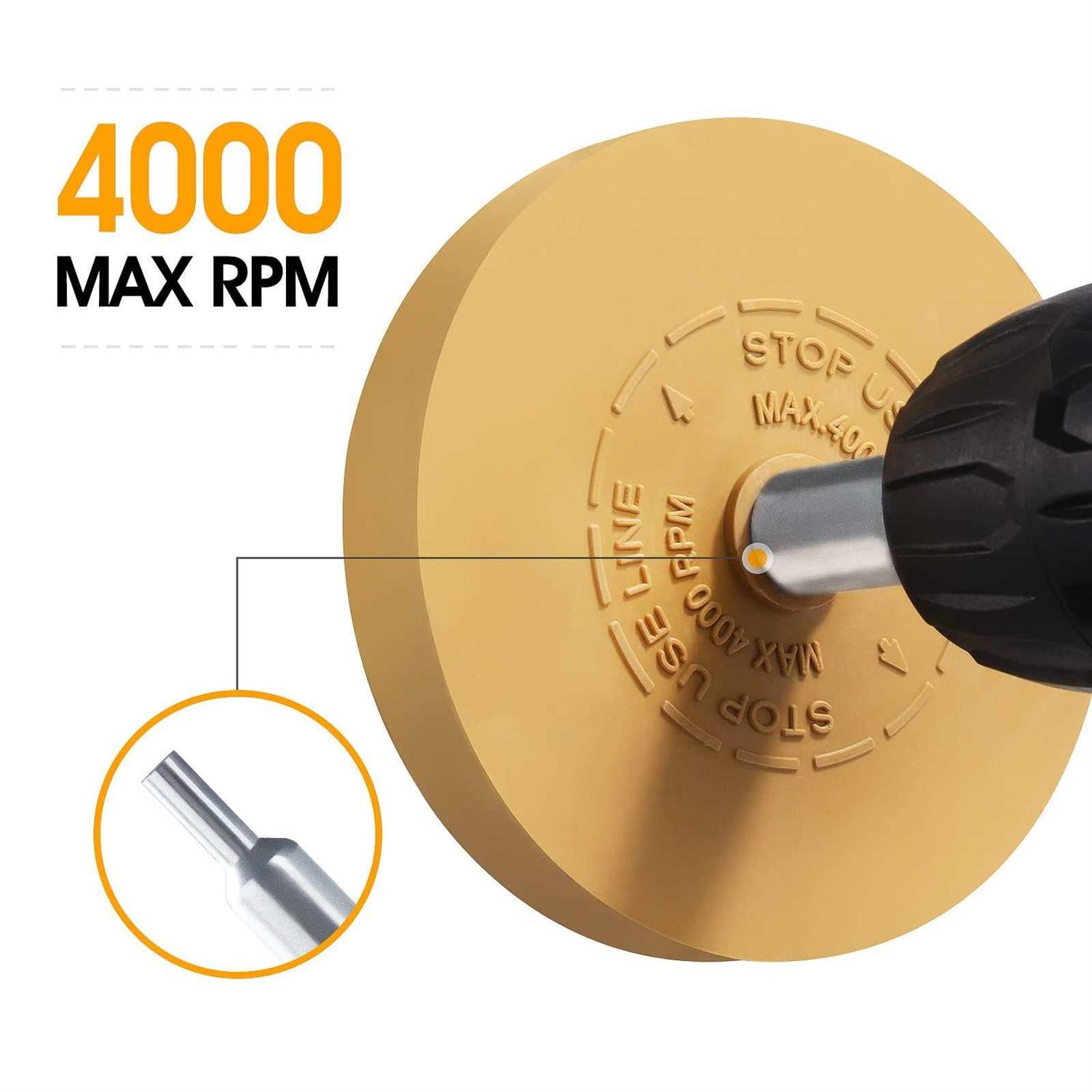 LuckyGuard 2 Pack Decal Remover Eraser Wheel Rubber Eraser Wheel for Drill Removes Car Stripes Vinyl Tapes and Graphics Rubber Eraser Wheel Tool Kit - Image 3