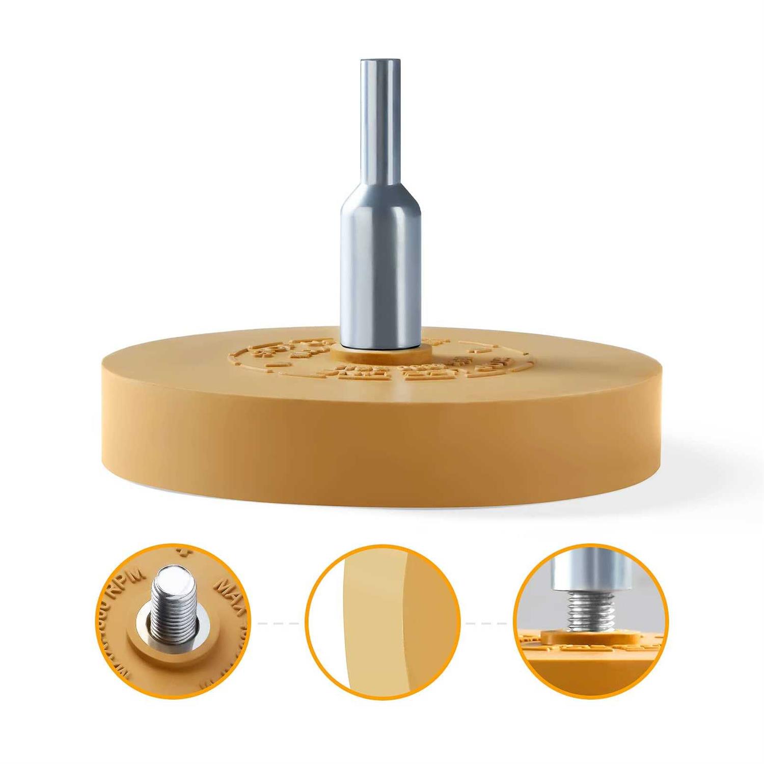 LuckyGuard 2 Pack Decal Remover Eraser Wheel Rubber Eraser Wheel for Drill Removes Car Stripes Vinyl Tapes and Graphics Rubber Eraser Wheel Tool Kit - Image 4