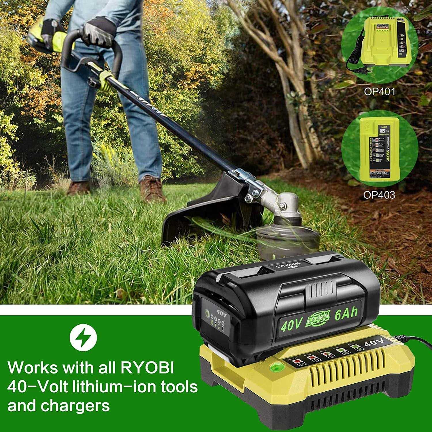 New Upgraded 6000Ah 40V Battery Replacement for Ryobi Op4015 OP40201 OP4026 - Image 3