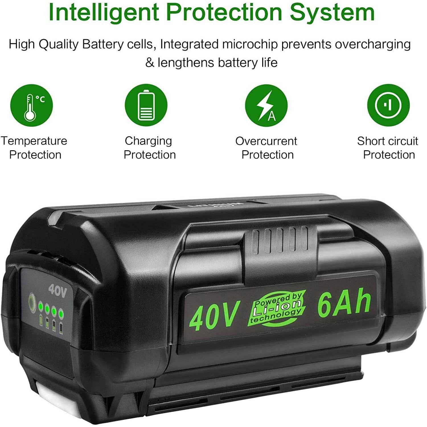 New Upgraded 6000Ah 40V Battery Replacement for Ryobi Op4015 OP40201 OP4026 - Image 5