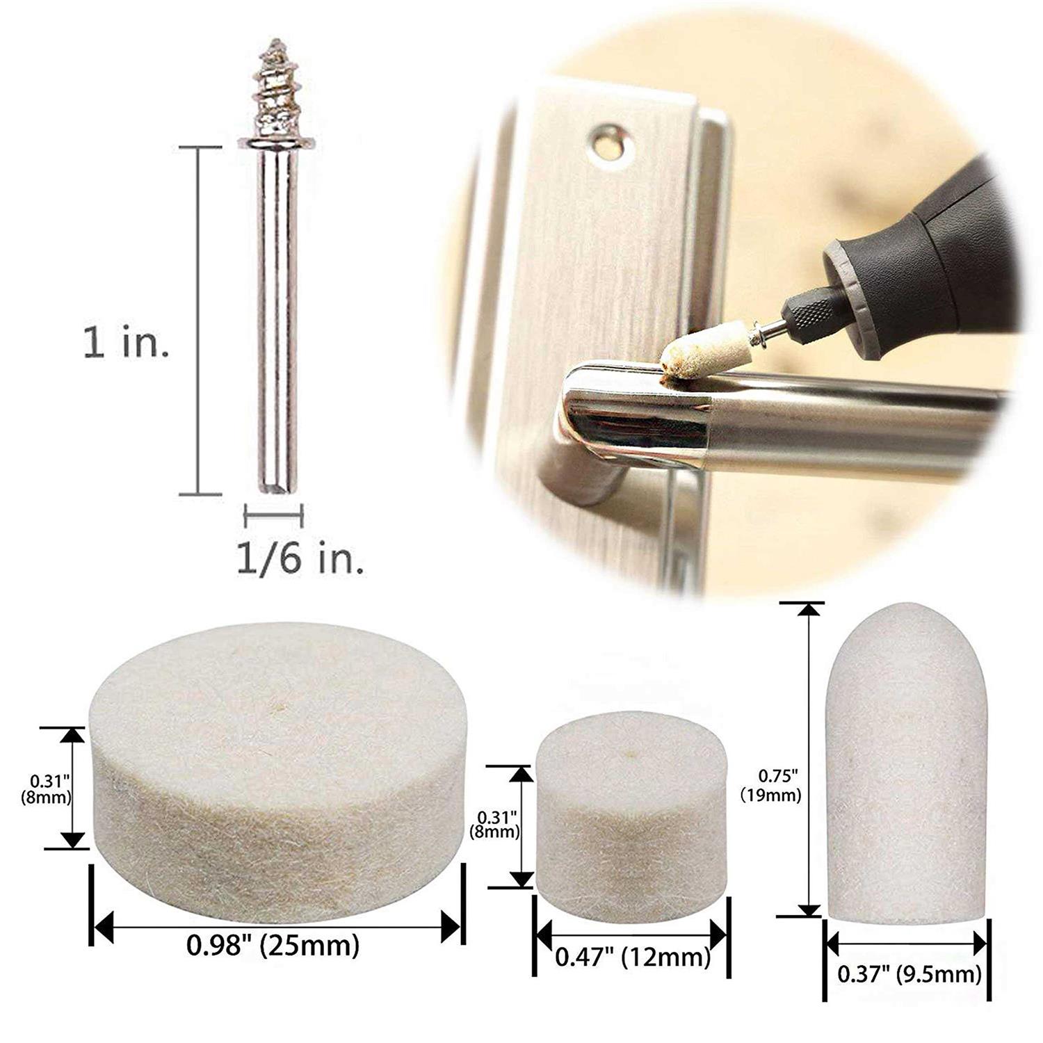 BAILUK Felt Polishing Buffing Wheel 145Pcs Wool Felt Polishing Pad Wheel Professional Accessories - Image 5