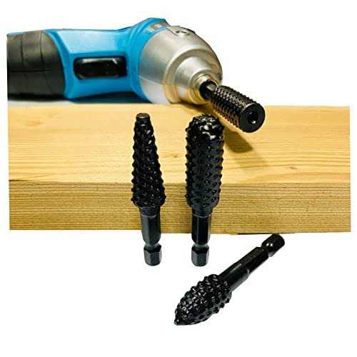 NordWolf 10-Piece Rotary Burr Wood Carving Rasp Files Set, with 1/4 Hex Shank for Wood & Rubber Deburring, Shaping and Grooving - Image 3