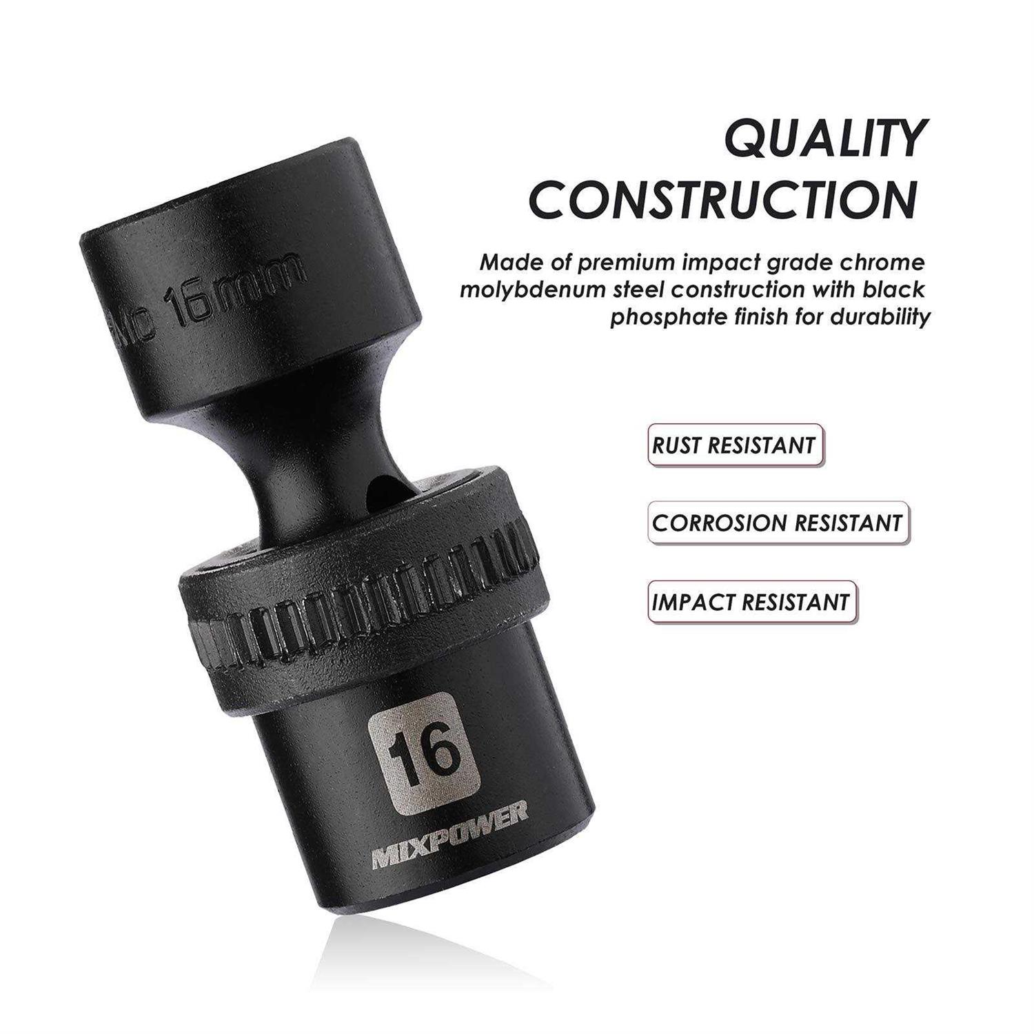 MIXPOWER 15-piece 3/8 Drive Shallow Universal Impact Socket Set - Image 4