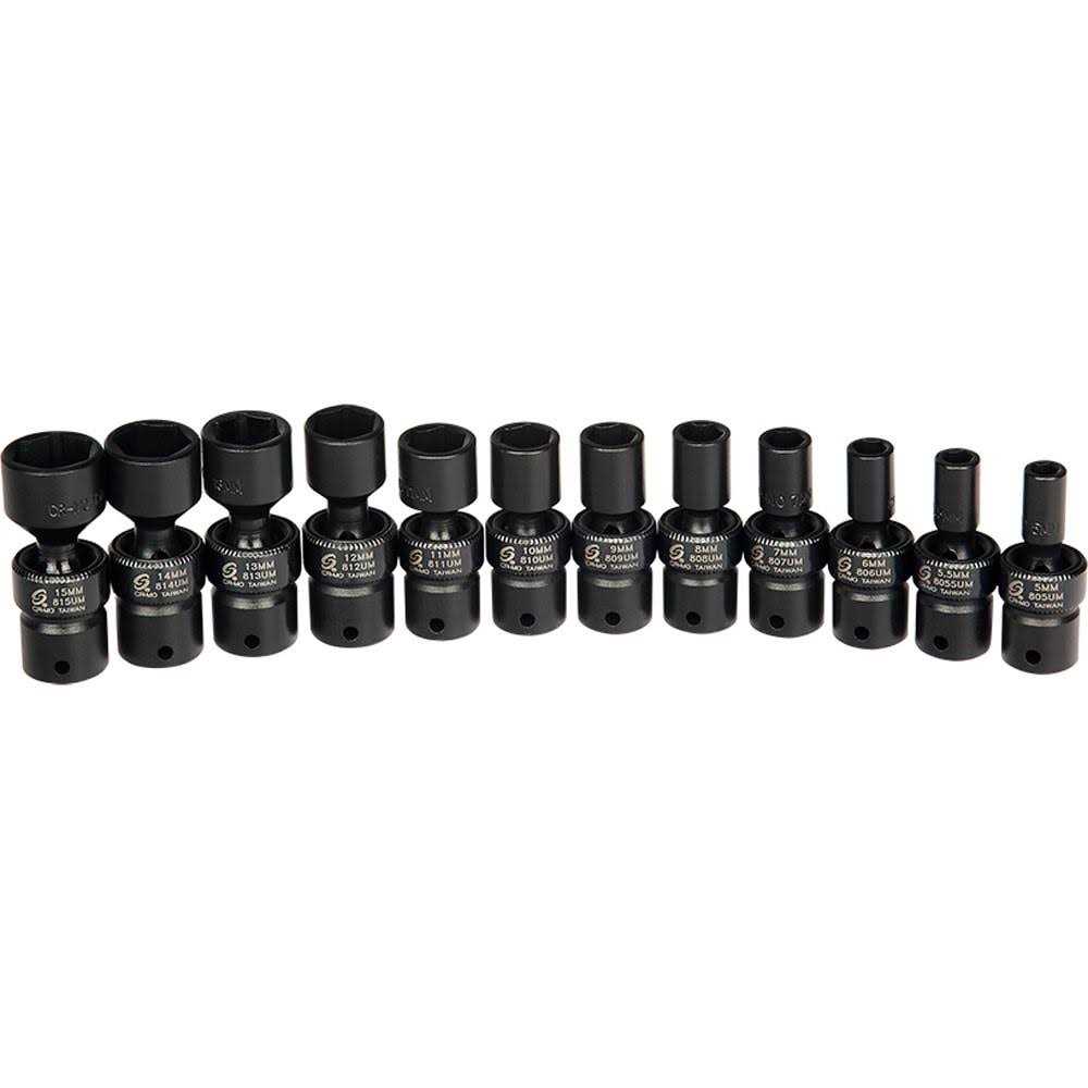 12 Piece 1/4 Drive Universal Metric Impact Socket Set 1814 Sunex - Image 5