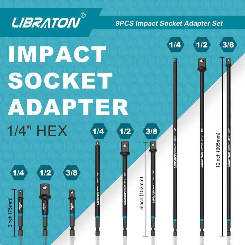 Libraton Impact Grade Socket Adapter Set 3 6 12 Drill Socket Adapter - Image 3