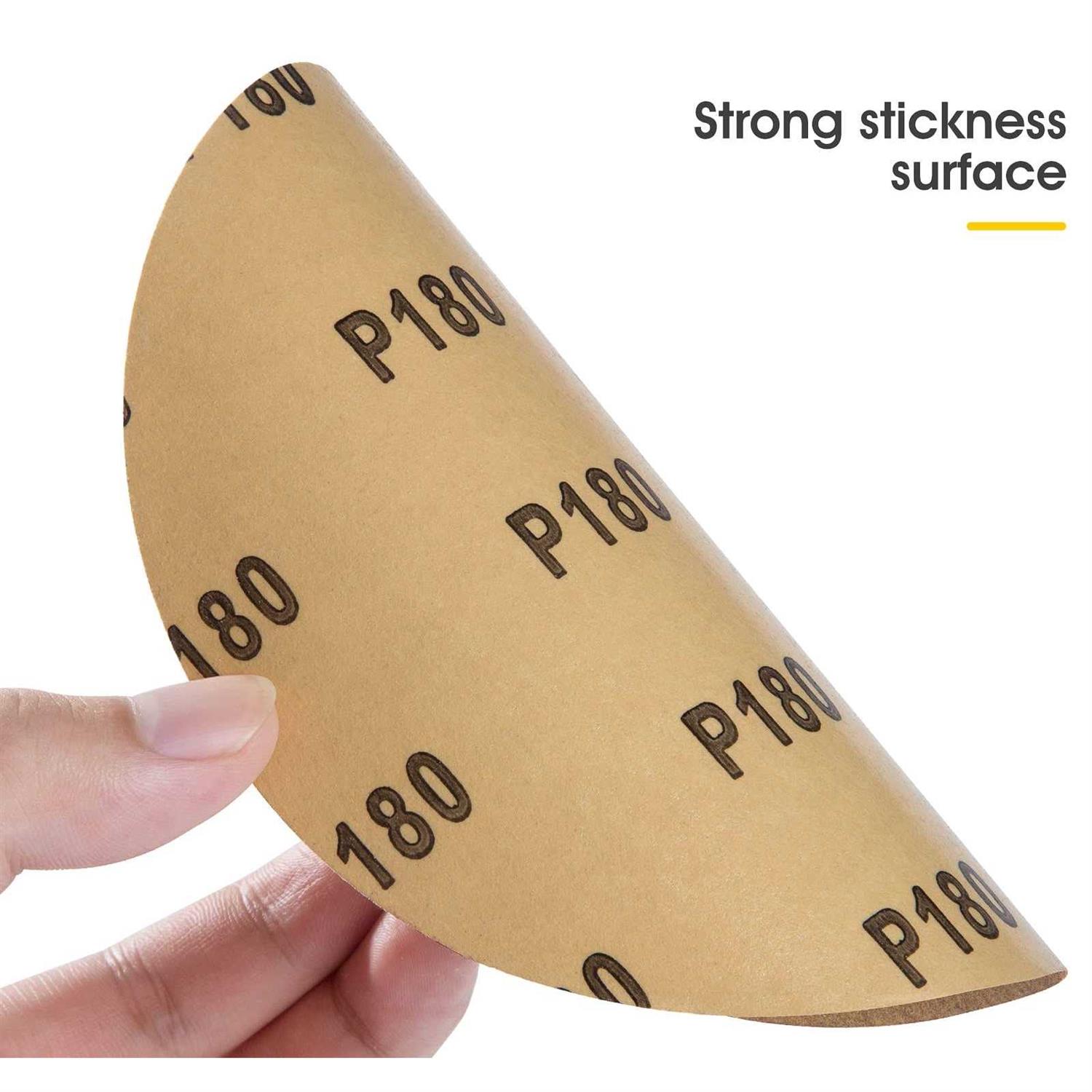 LuckyGuard 100PCS 6 inch Gold PSA Sanding Discs 180 Grit Self Adhesive Sticky-Back Sandpaper Aluminum Oxide Abrasive Sand Paper Woodworking Wood - Image 3