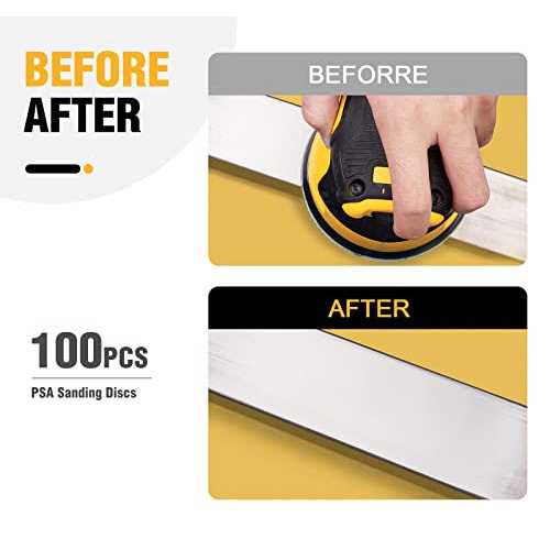 LuckyGuard 100PCS 6 inch Gold PSA Sanding Discs 180 Grit Self Adhesive Sticky-Back Sandpaper Aluminum Oxide Abrasive Sand Paper Woodworking Wood - Image 5