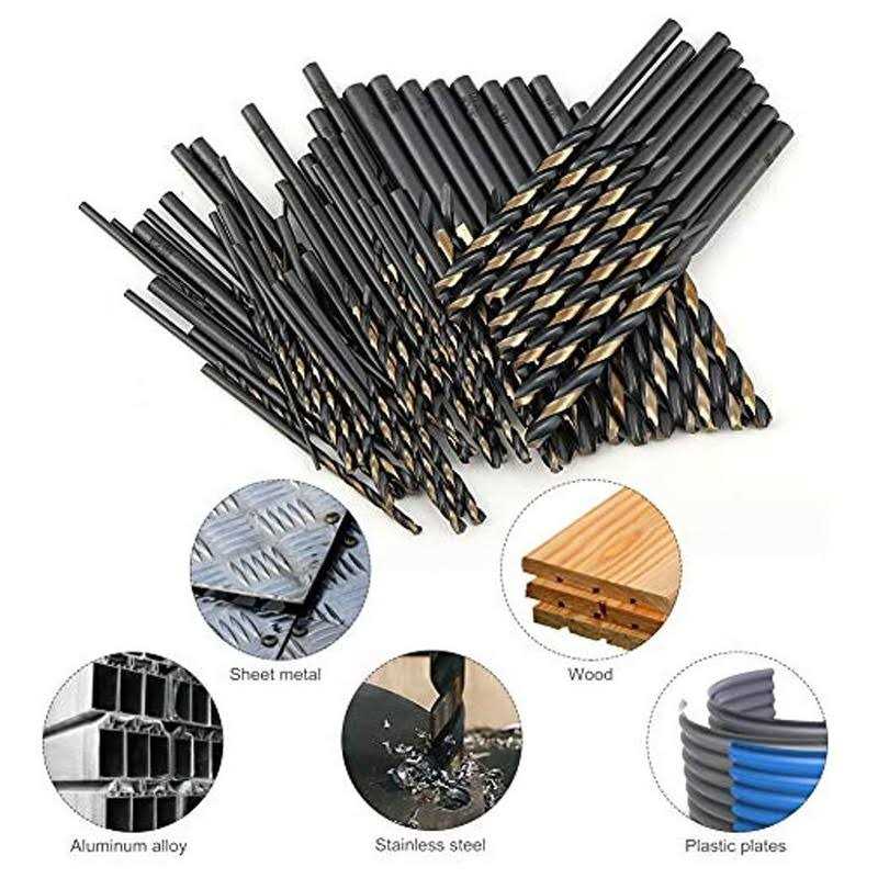 COMOWARE Number Size Drill Bit Set 60pcs Jobber Length Drill Bits, Wire Gauge 1 to 60, Black and Gold Finish - Image 2