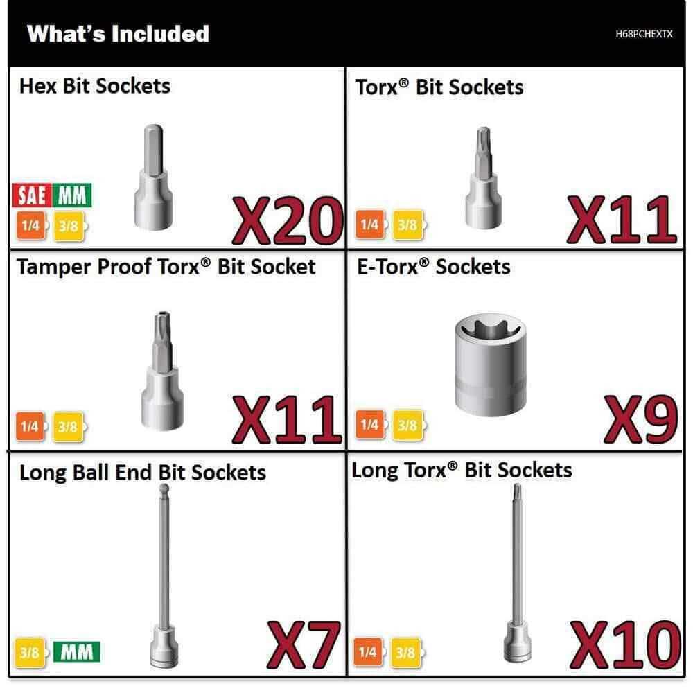 Husky Master Hex and Torx Bit Socket Set H68PCHEXTX - Image 2