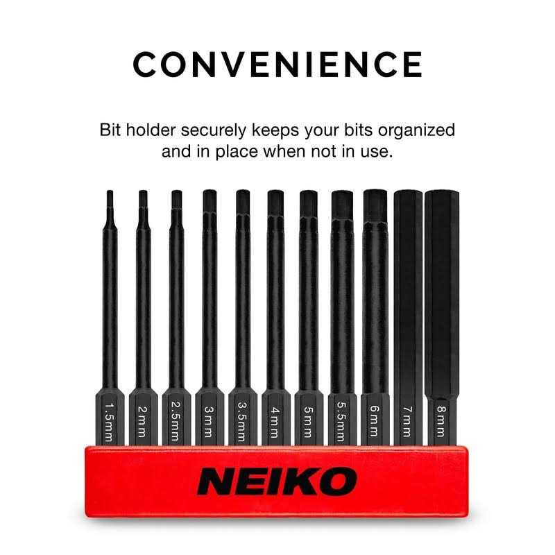 NEIKO 01148A Hex Allen Power Bit Set 11-Piece Metric Sizes 1.5mm to 8mm - Image 4