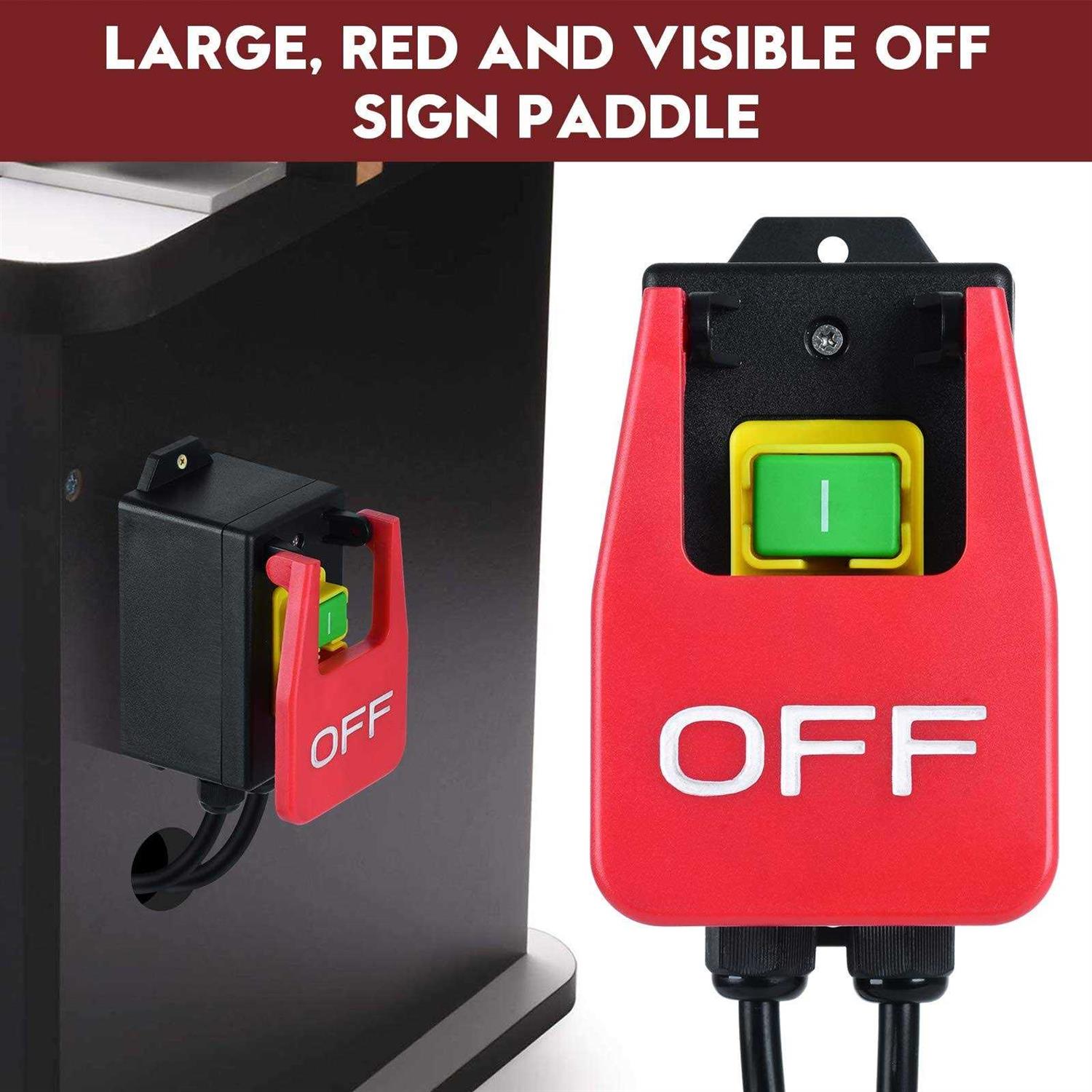 110V Single Phase On/Off Switch, Ortis Router Table Switch with Large Stop Sign Paddle Easy Contact for Quick Power Off for Table Saws and Other - Image 4