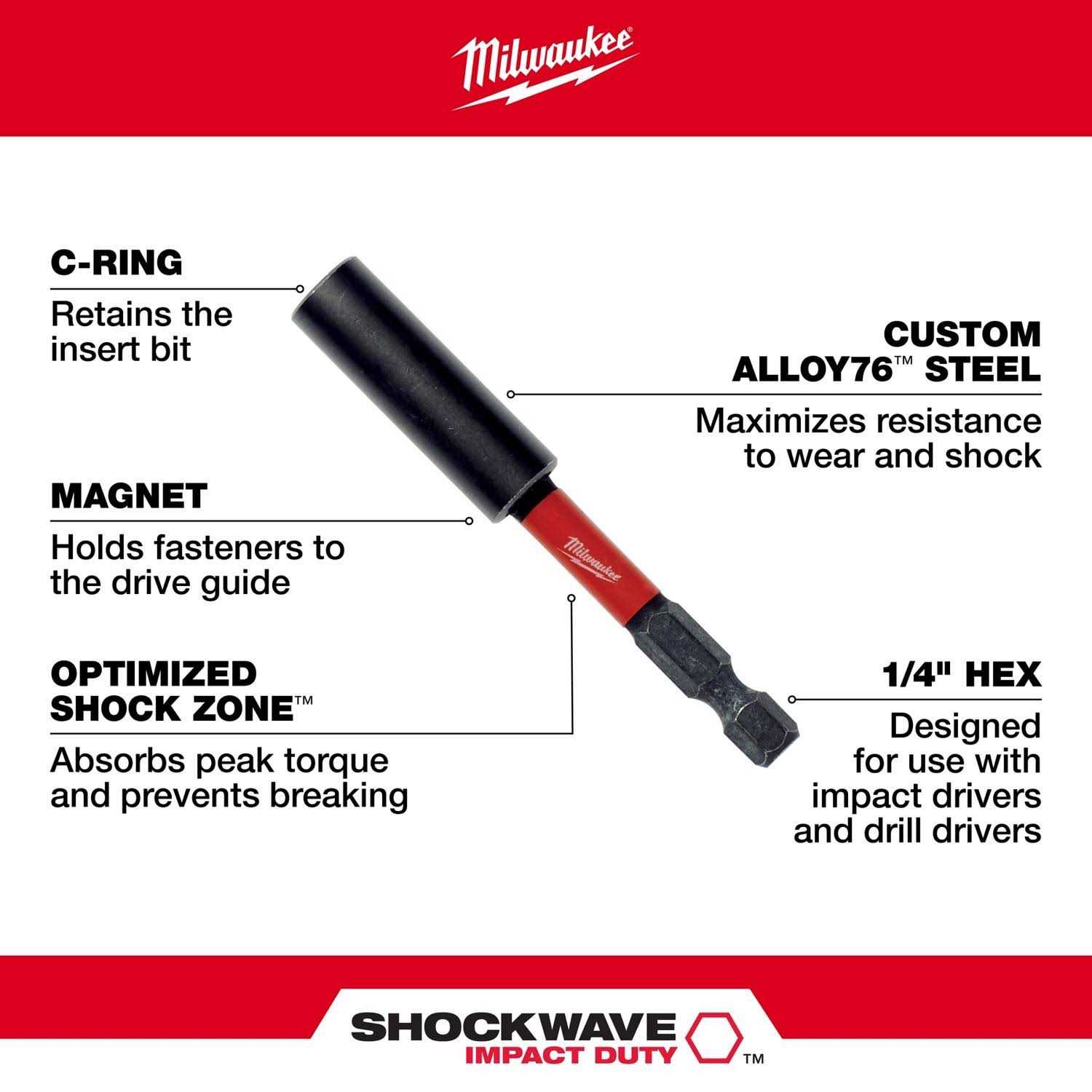 Milwaukee Shockwave Magnetic Bit Holder 48-32-4503 - Image 5